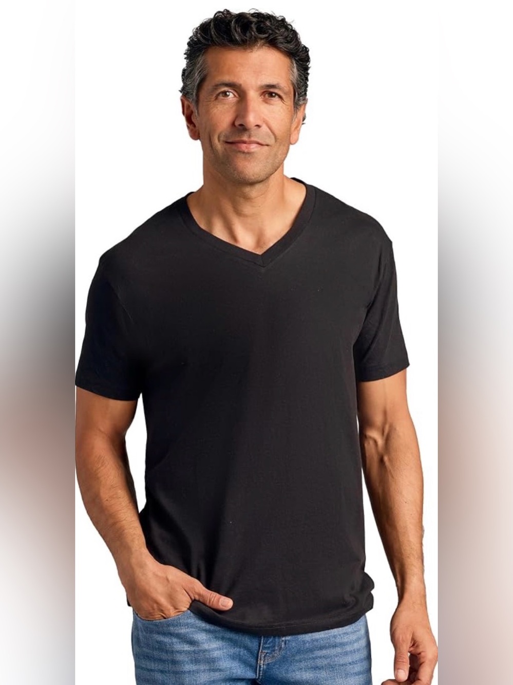 New in Packaging True Classic V Neck Size Large Black T Shirt